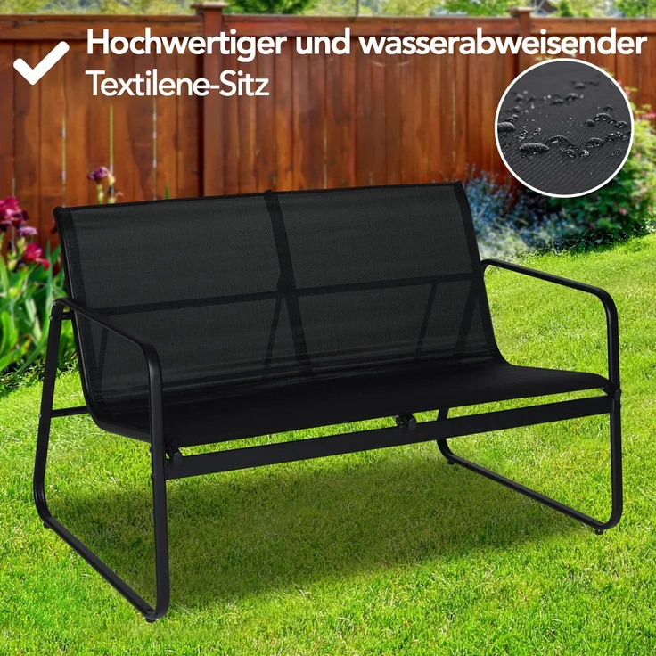 Brixy Gartengarnitur - Lounge Set - Gartenmöbel - Gartenbank - Gartenstühle - Gartentisch - Glasplatte - 4 Personen - Schwarz/Anthrazit – Bild 4