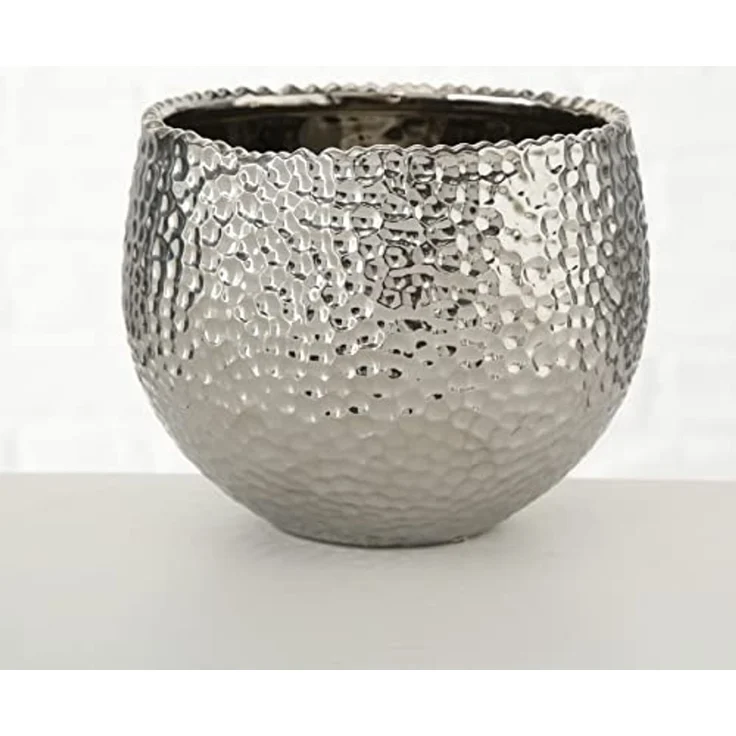 BOLTZE Blumentopf Lajos, 3er Set, Silber, aus Steingut, Glänzend, Indoor – Bild 5