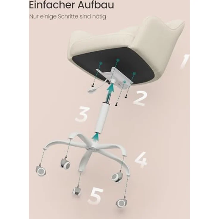 SONGMICS Homeoffice-Stuhl, Drehstuhl, Schreibtischstuhl, höhenverstellbar, bis 110 kg belastbar, Cord, für Arbeitszimmer, Schlafzimmer, sandbeige OBG019LZ01 – Bild 8