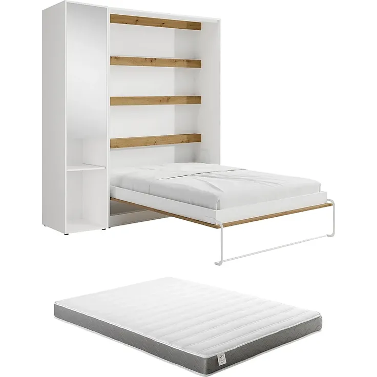 Vente-unique - RAPILI Bett Holz, Platte BeigeWeiß - B 50 cm239,2 cm x H 225,2 cm x L 209 cm – Bild 7