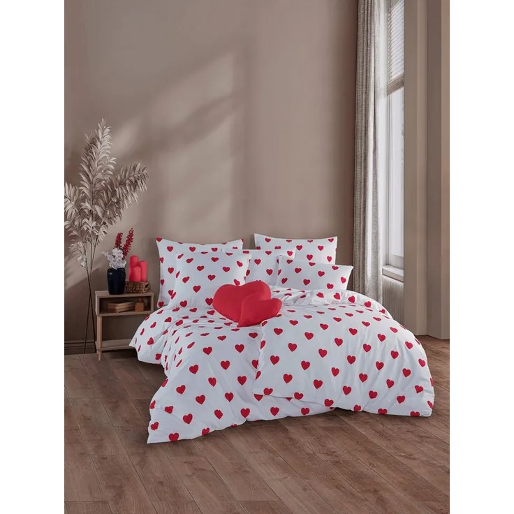 Bettwäsche Set Herz 100% Baumwolle, 135 x 200 + 80 x 80 cm, 2-teilig