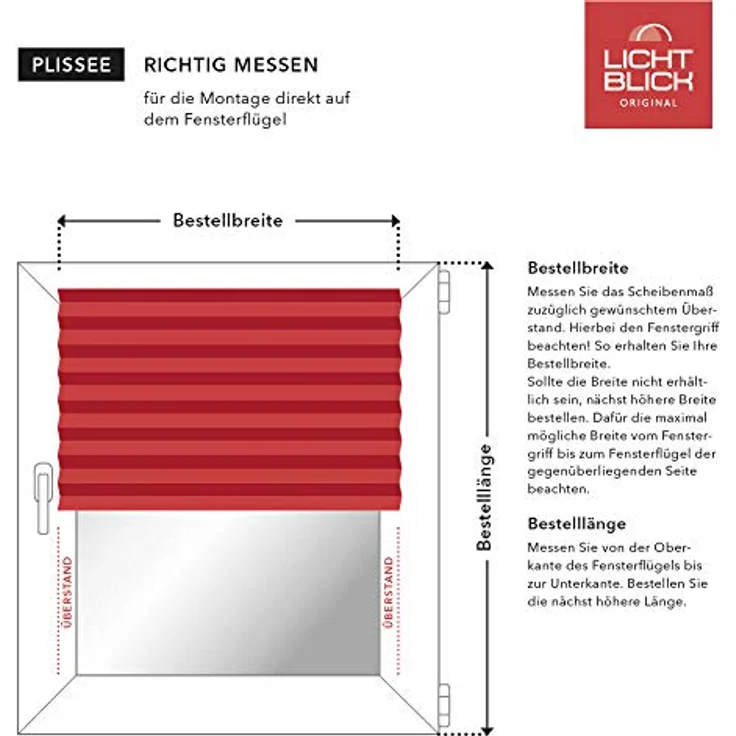 Lichtblick Sonnenschutzsysteme GmbH Plissee Nizza 60 cm x 210 cm (BxL) Creme Tageslicht; einfache Installation mit Klemmträgern; verspannt – Bild 6
