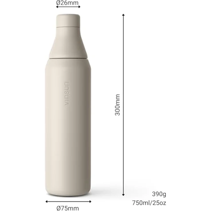 Vinsun Isolierflasche Edelstahl Trinkflasche 750ml doppelwandig isoliert Sprudel geeignet, BPA frei, auslaufsicher, kleine Trinköffnung und große Füllöffnung – Bild 6