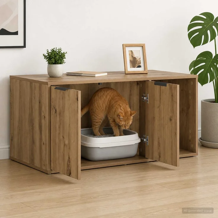 vidaXL Katzenkiste Möbel Artisan-Eiche 100 x 49 x 45 cm Holzwerkstoff 8014758 – Bild 4