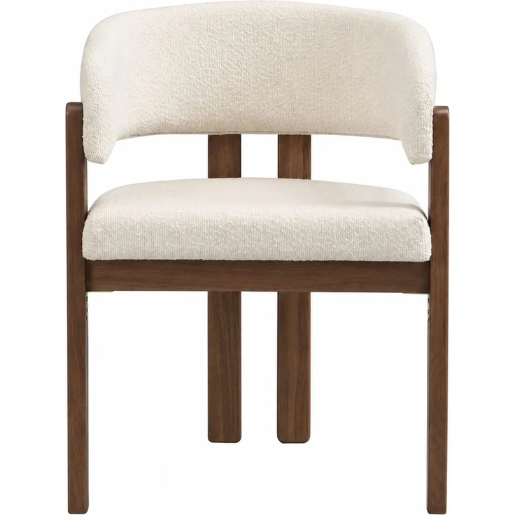 Esszimmerstuhl 6er-Set mit Armlehnen, Bouclé-Bezug und Massivholzrahmen in Walnussfarbe,80x60x51 cm – Bild 6