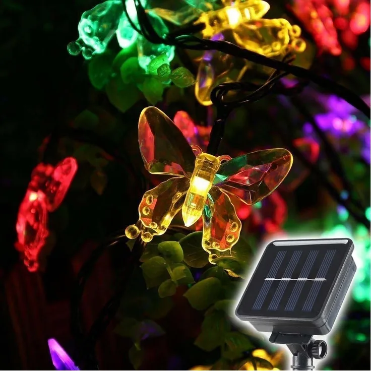 Salcar LED Solarleuchte LED Solarleuchten Außen Schmetterlinge Solarlicht Weihnachtsdeko, Bunt, 5M 20 LED