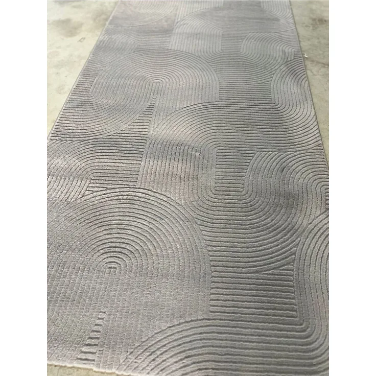 Rutschfester Grauer Läuferteppich 80 x 80 cm Polyester Grau 88687485 [en. casa]