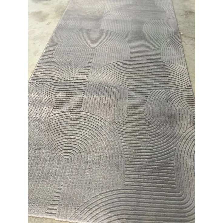 Rutschfester Grauer Läuferteppich 80 x 80 cm Polyester Grau 88687485 [en. casa] – Bild 1