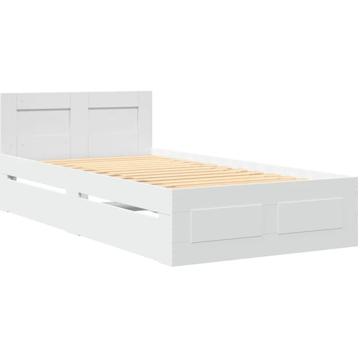 vidaXL Bettgestell mit Kopfteil ohne Matratze Weiß 90x200 cm 3295583 – Bild 3
