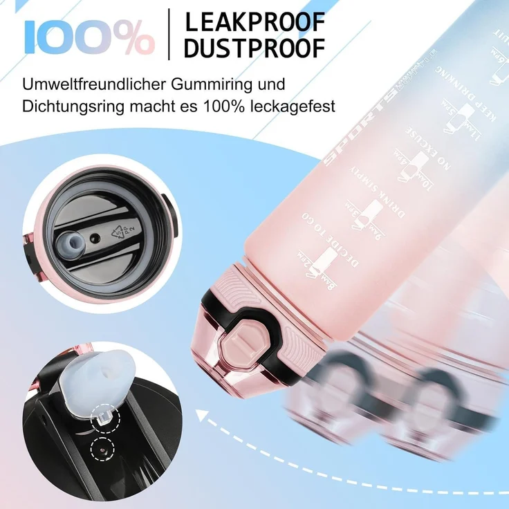 AOHAN Trinkflasche 1L BPA-frei Sport Wasserflasche mit Stroh und – Bild 3