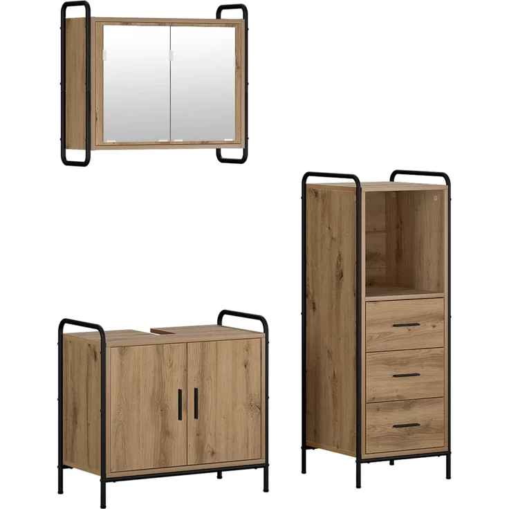 vidaXL Badezimmerschrank-Set 3 stk. Artisan-Eiche 40 x 36 x 109,5 cm 3444524 – Bild 2