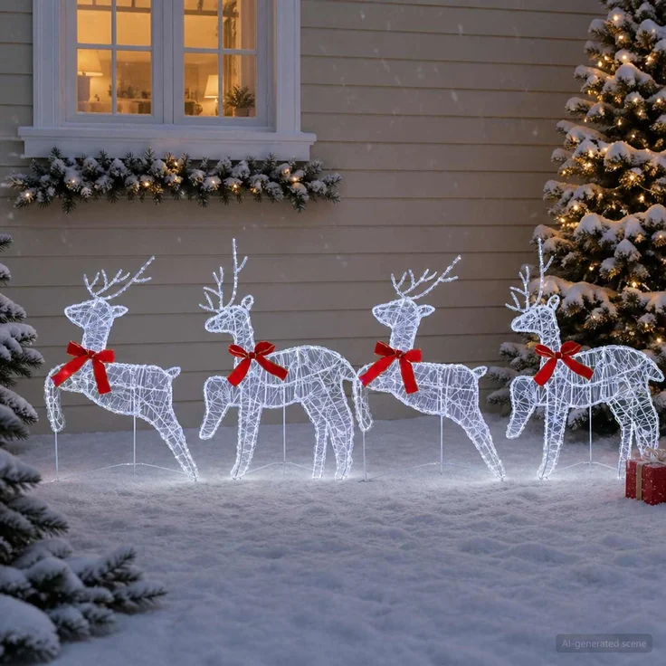 vidaXL Weihnachtsrentier 4 stk. 80 LEDs Kaltweiß 3470423 – Bild 1