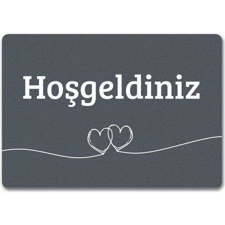 speecheese Fußmatte Fußmatte Hosgeldiniz türkisch in dunkelgrau mit Herzen Willkommen – Bild 4