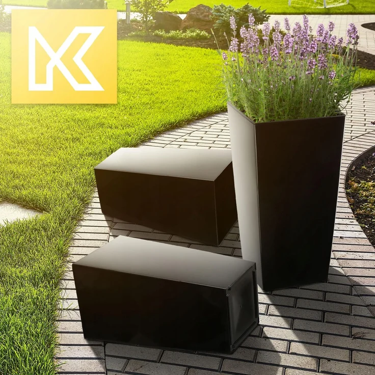 KADAX Blumentopf + Einsatz 18x36cm hoch Schwarz glänzend – Bild 2