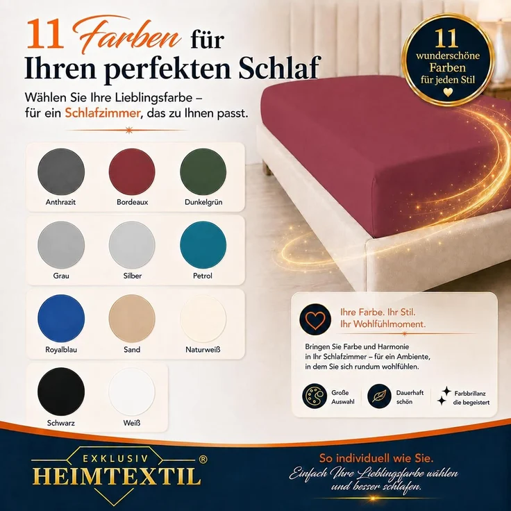 Jersey Spannbettlaken Deluxe 180 - 200 x 200 cm Bordeaux – Bild 9