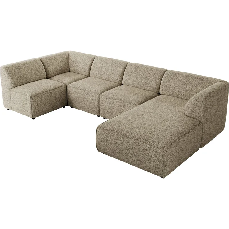 Modulares XXL-Ecksofa MODARO 5M, U-Form, Wohnlandschaft, 5-teilig, freistehend, Wohnzimmer Couch, HR-Schaumstoff - Taupe Stukture - Rechts – Bild 8