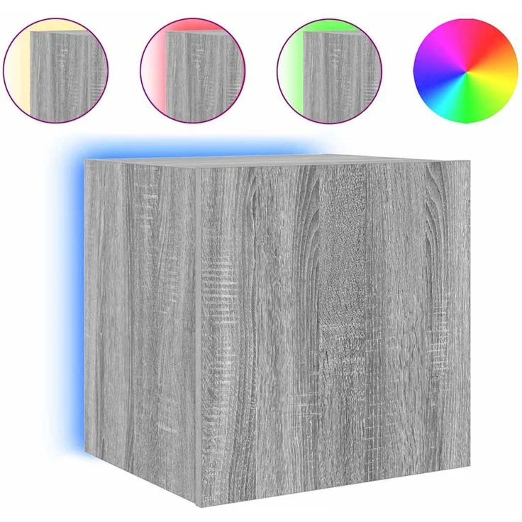 TV-Wandschrank, Fernsehschrank mit LED-Leuchten Grau Sonoma 40,5x35x40 cm – Bild 2