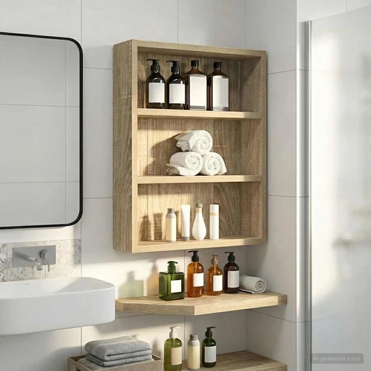 vidaXL Badezimmer-Wandschrank mit Regal Sonoma-Eiche 40 x 10 x 50 cm 889345 – Bild 1