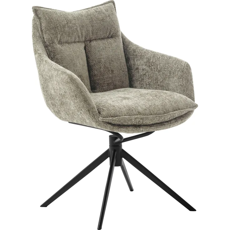 2er Set Sesselstuhl Parker, 360° drehbar - Cappuccino / Schwarz
