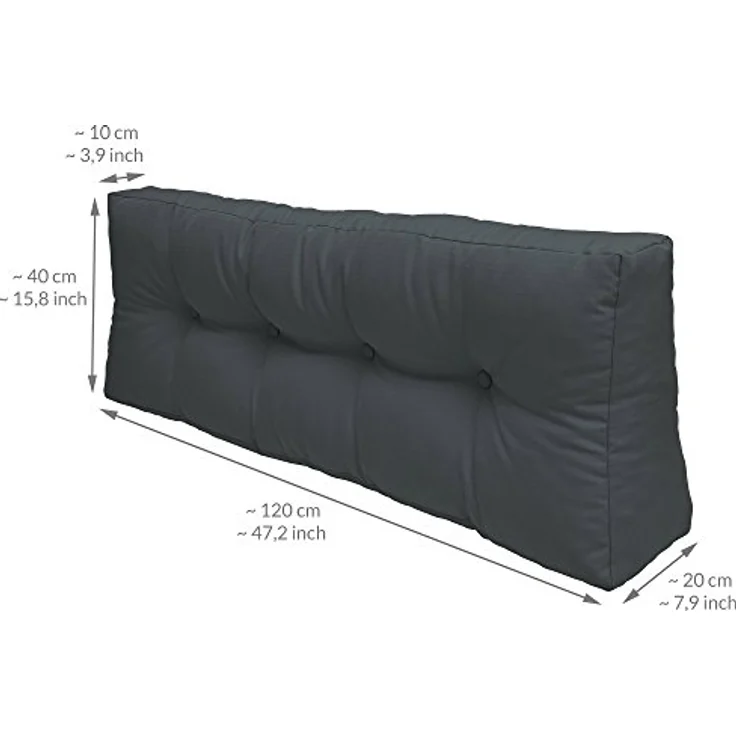 Beautissu Palettenkissen ECO Elements, graphit, Textil, 80x15x120 cm, für Europaletten, mit Karo-Struktur und Zierknöpfen – Bild 3