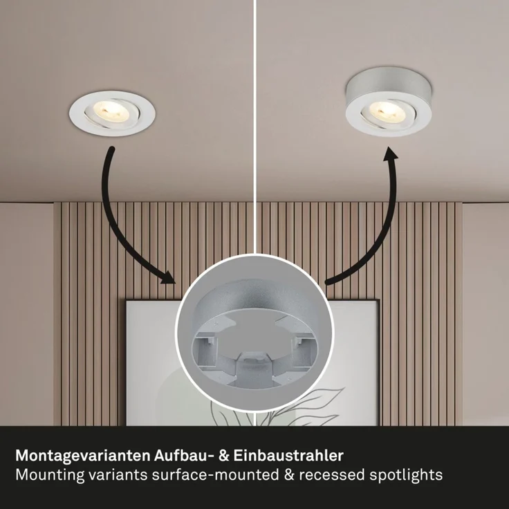 Briloner LED-Einbauleuchten Mini 2in1 Ein-& Aufbau 9W 500lm chrom dimmbar – Bild 7