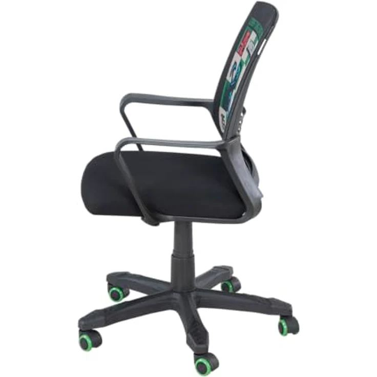 Minecraft Drehstuhl, Schwarz, Drehstuhl mit Wippfunktion und 360° drehbarer Sitzfläche, inklusive Armlehnen, 63x92x111.5 cm – Bild 4