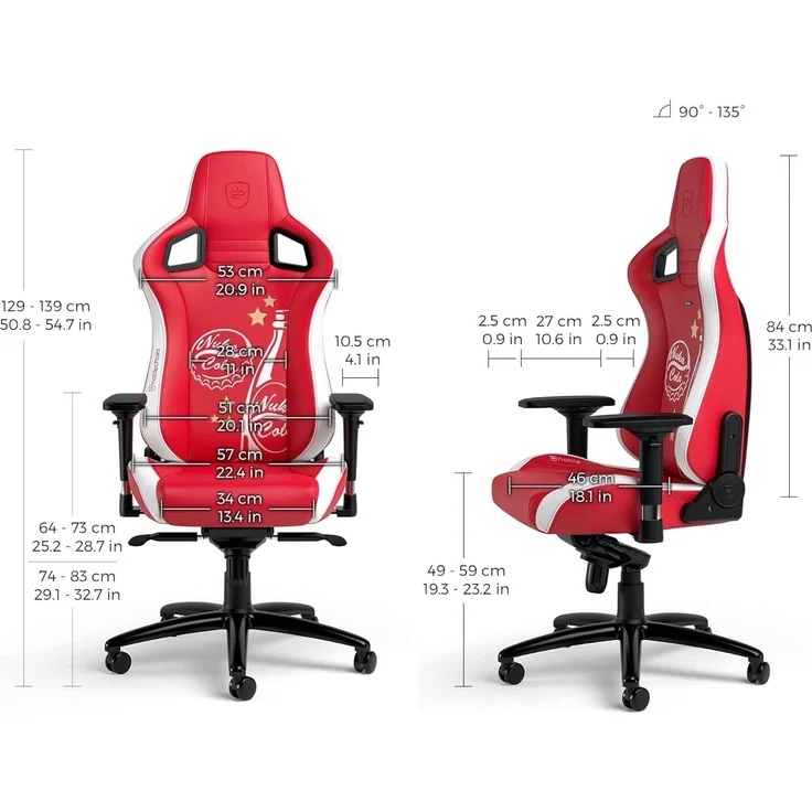 noblechairs Epic Gaming Stuhl Nuka Cola Edition, Bürostuhl Ergonomisch, Kopf- und Lendenstütze, Entwickelt für Nutzer bis 120kg und 1,85 Meter Hoch – Bild 3