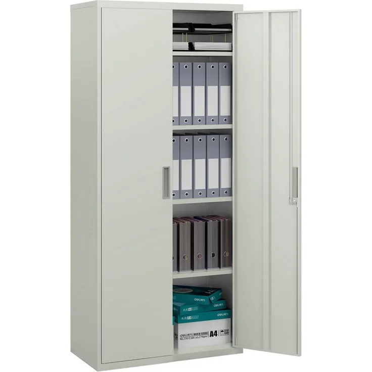 HOMCOM Rollcontainer Mehrzweckschrank mit verstellbarer Ablage, 2 Türen, (Aufbewahrungsschrank aus Stahl, 1 St, 4 verstellbaren Regalen), für Arbeitszimmer, Wohnzimmer, Weiß