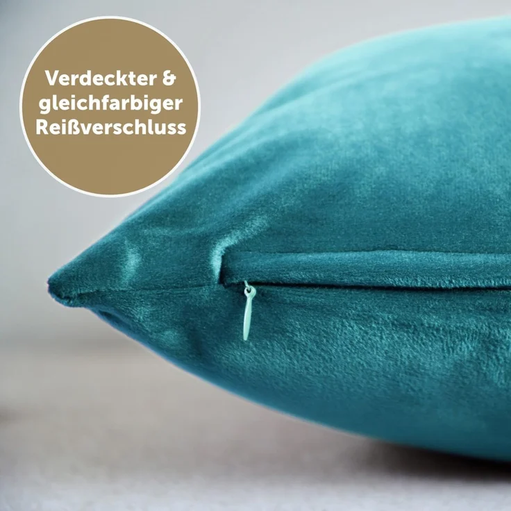 Blumtal Kissenbezug 2er Set - dekorativer Samt Kissenbezug mit verstecktem Reißverschluss, Kissenhülle für Zierkissen, waschbar – Bild 4