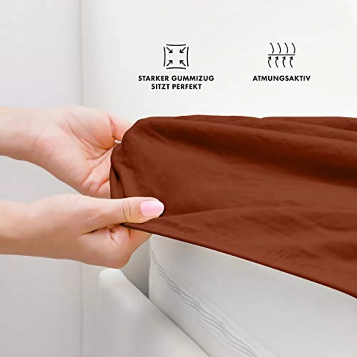 Jacobson Laken to GO Spannbettlaken Jersey Spannbetttücher Bettlaken 50% Baumwolle 50% Polyester (120x200-130x200 cm 1er Set, Schokobraun) – Bild 4