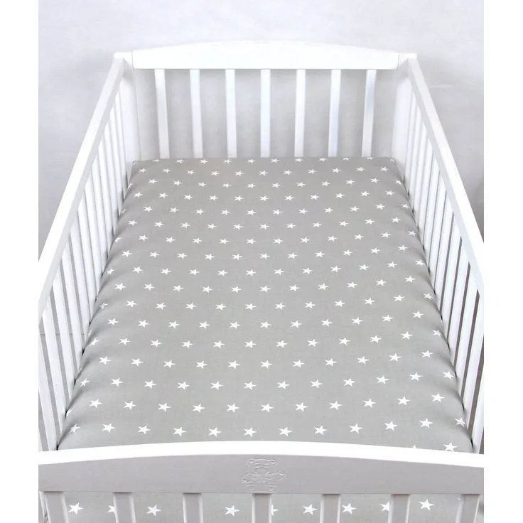 BABYLUX Spannbetttuch 70x140 cm Baby SPANNBETTLAKEN Baumwolle Kinderbett 91. Sterne Grau