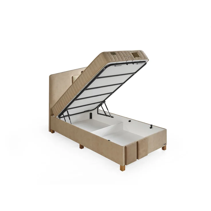 Schlafzimmer-Set "Liliana" – Bett mit Bettkasten, Hocker, Kommode und Matratze-Braun – Bild 7
