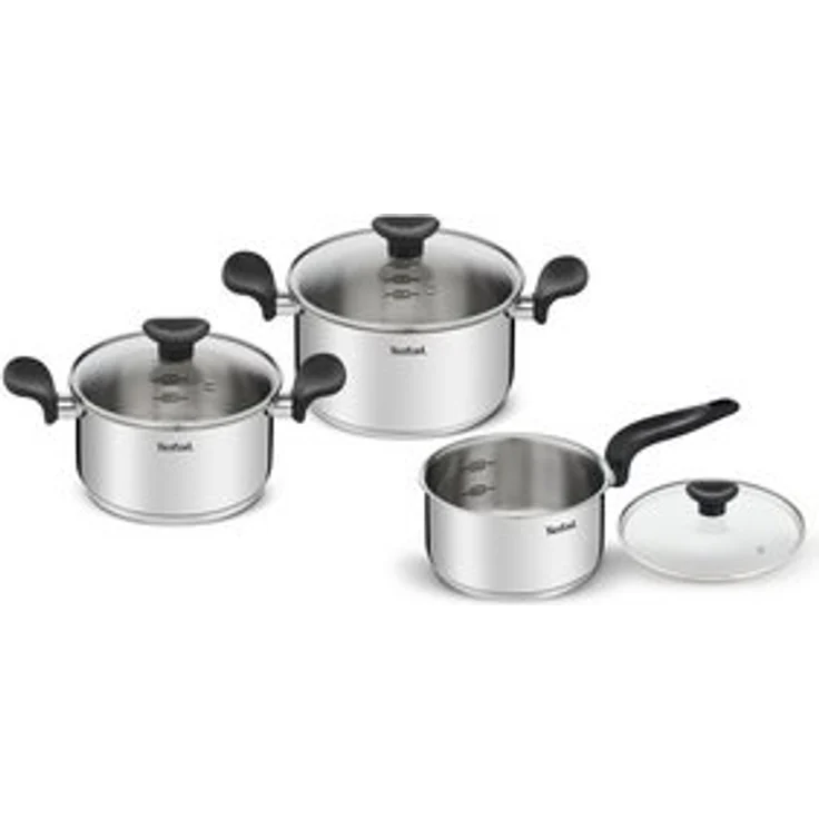 Tefal Topf-Set 3er Topfset Tefal E308S674 Edelstahl mit 3x Glasdeckel Ø 16, 18, 20 cm – Bild 4