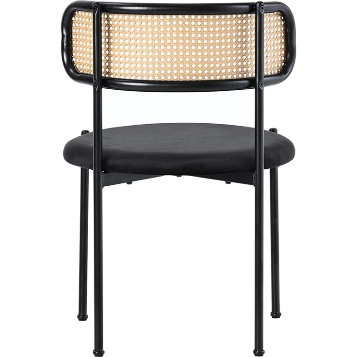 Merax Samt-Esszimmerstuhl (2 St), 2er Set Rattanstuhl Polsterstuhl Rattan-Freizeitstuhl, Wohnzimmerstuhl Samt mit Rückenlehne, Schwarz – Bild 7
