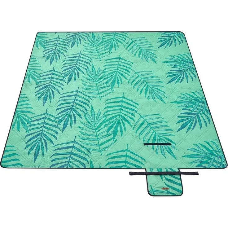 Songmics Picknickdecke, wasserdicht, maschinenwaschbar & faltbar, Polyester grün mit tropischem Farn, 200 x 200 cm