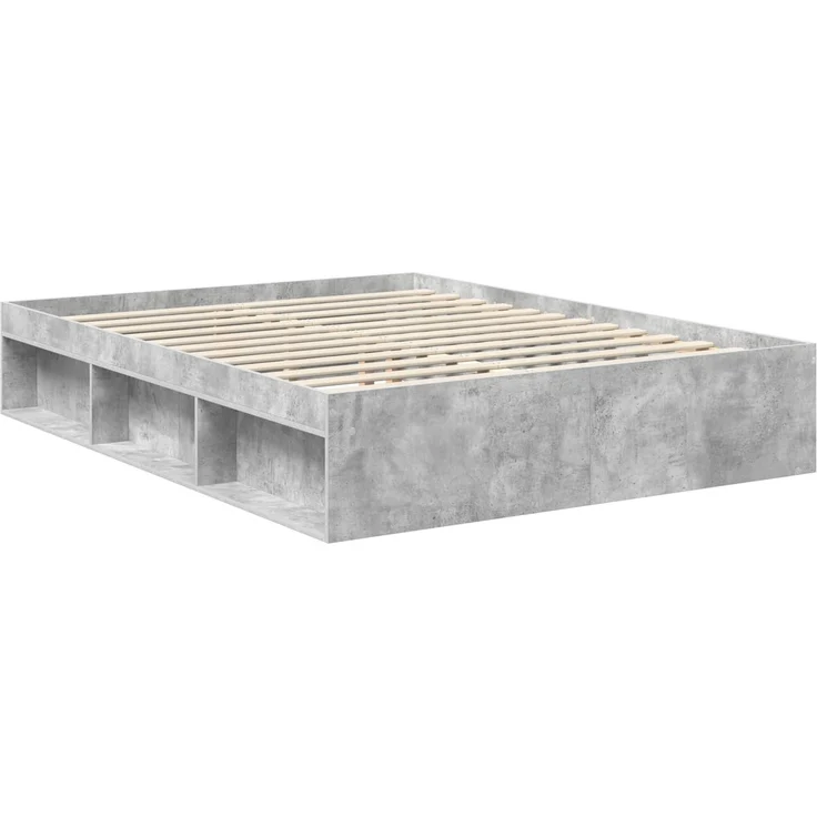 vidaXL Bettrahmen Beton Grau 150 x 200 cm Massives Kiefernholz 3412883 – Bild 4