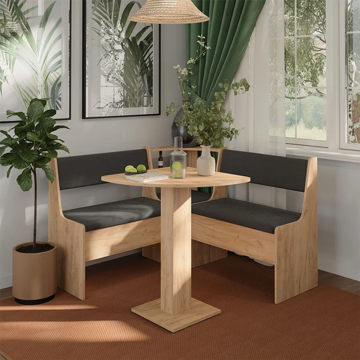 Vicco 'Roman' Eckbankgruppe mit Tisch, Goldkraft Eiche/Anthrazit, 120 x 120 cm – Bild 3