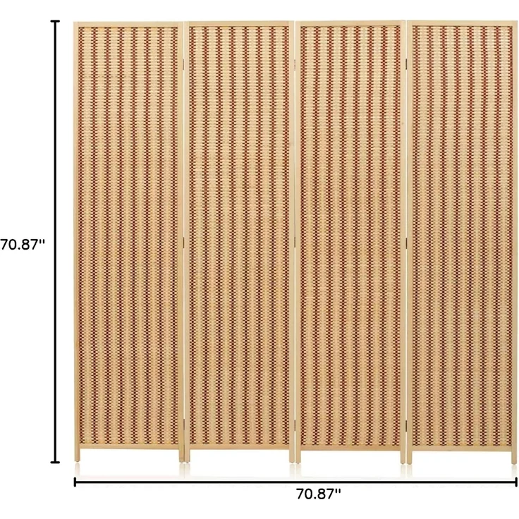Makika Trennwand / Raumteiler aus Holz / Bambus Faltbar - Natur Braun – Bild 10