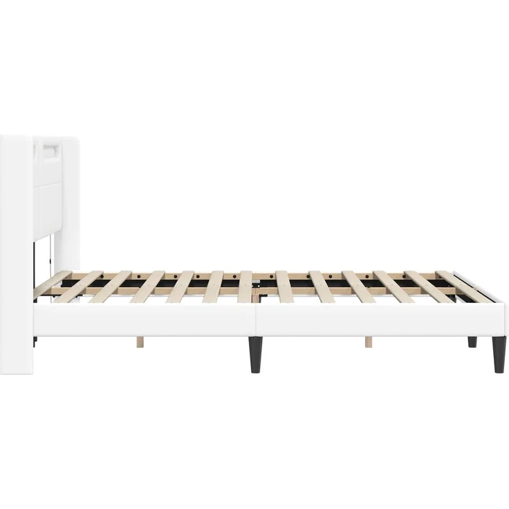 vidaXL Bettrahmen mit LED-Lichtleisten Weiß 120x200 cm Kunstleder 42027977 – Bild 7