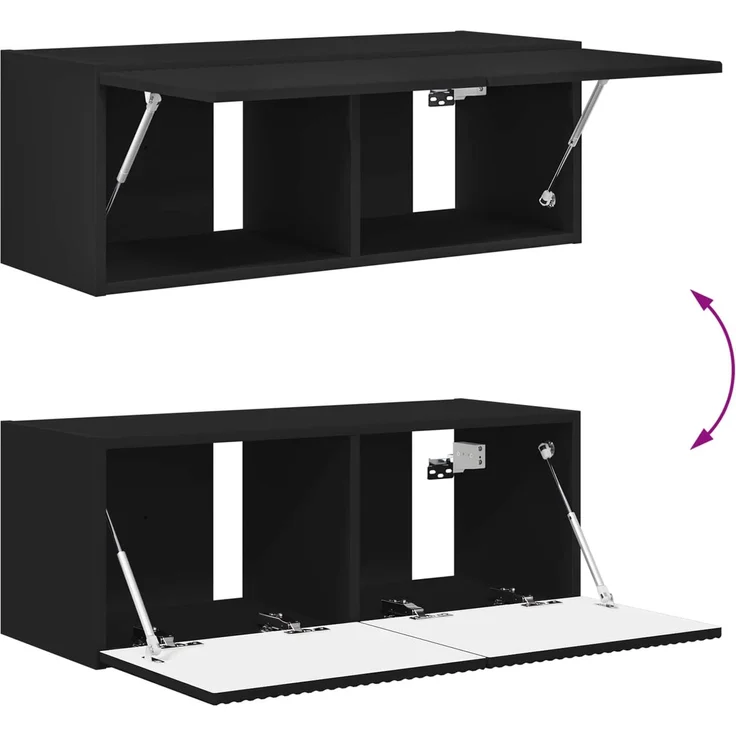vidaXL TV-Wandregal-Set Wandmontiert 4 pcs Schwarz Holzwerkstoff 3408917 – Bild 10