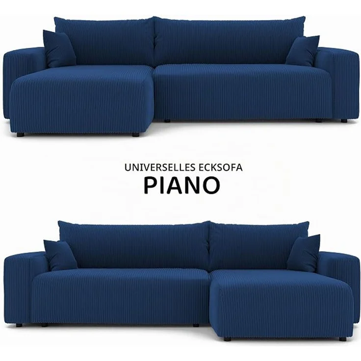 XL-Ecksofa mit Schlaffunktion & Stauraum, Dunkelblau, 278 x 145 cm – Bild 4