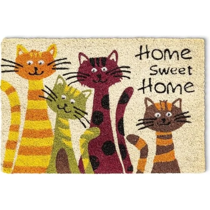 matches21 HOME & HOBBY Fußmatte Kokosmatte Katzen Sweet Home 40x60 cm als aussen Sauberlaufmatte, rechteckig, Höhe: 15 mm, Rutschfeste Spruch Kokos-Türmatte als Outdoor Schmutzfangmatte – Bild 1