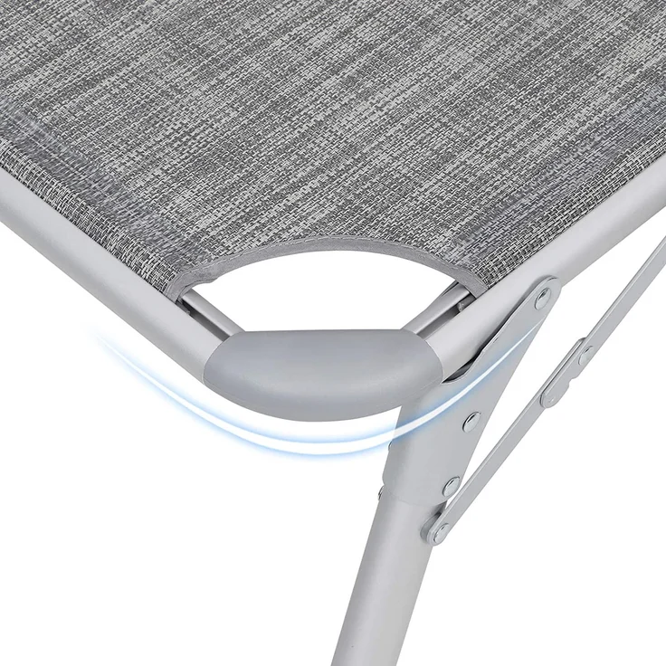 SONGMICS klappbare Sonnenliege, 65 x 200 x 48 cm, bis 150 kg belastbar, Liegestuhl, Gartenliege, extra groß, mit Sonnendach, Rückenlehne verstellbar, grau meliert GCB26TG – Bild 6