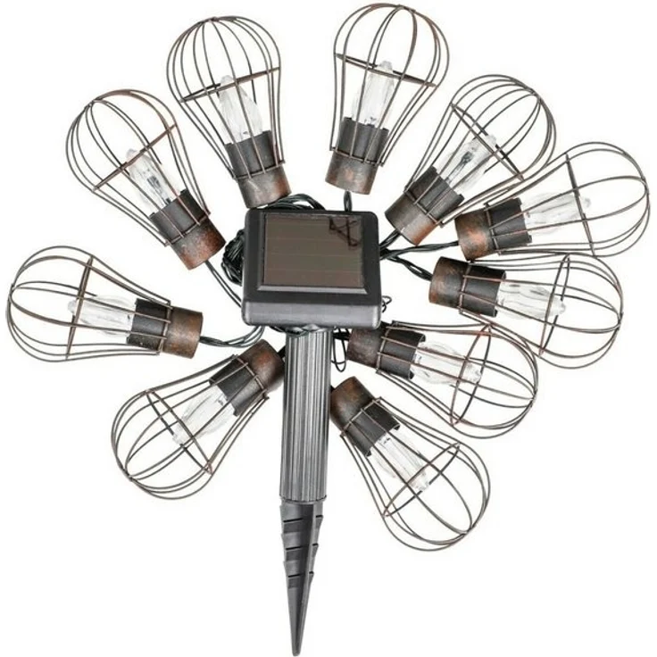 Meinposten LED-Lichterkette Solarlichterkette Solar Gartenbeleuchtung Balkon Deko LED warmweiß – Bild 2