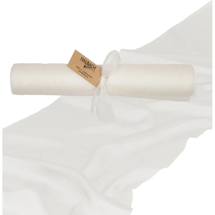 Halbach Seidenbänder Premium Chiffon Tischläufer | Breite: 28 cm Länge: 3 m | Tischläufer modern für Tischdeko Esstisch | Farbe: weiß