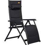 Westfield Premium-ErgoLounger, stufenlos verstellbare Gartenliege mit Nackenkissen, schwarz, belastbar bis 140 kg
