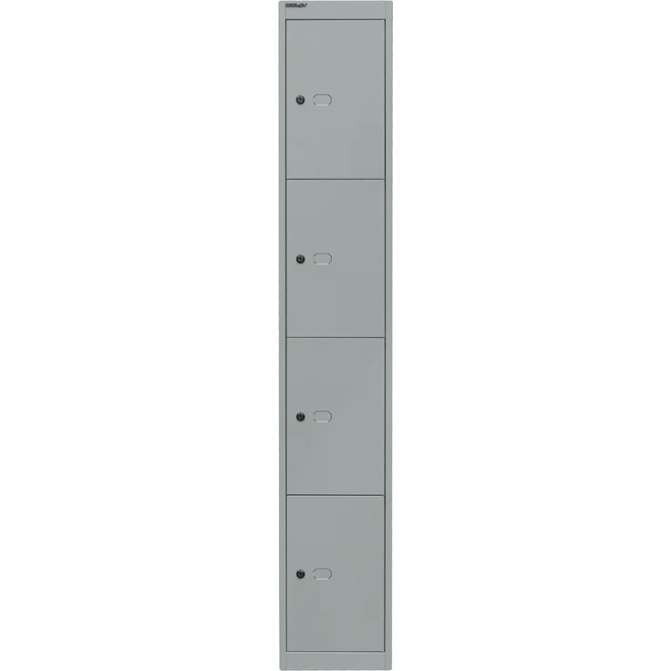 Bisley Schließfachschrank Office, 1 Abteil, 4 Fächer, T 305 mm, Farbe silber – Bild 1
