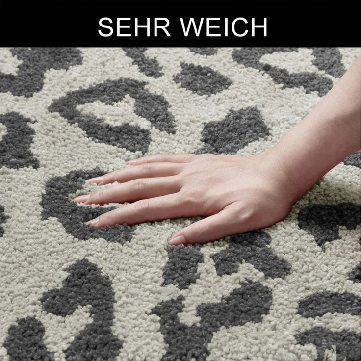 OTTO home Badematte Anna Leo, Badvorleger, Badezimmer Teppich, Duschvorleger, Höhe 15 mm, rutschhemmend beschichtet, schnell trocknend, fußbodenheizungsgeeignet, Polyester, rechteckig, mit Animal Print, modernes Muster, Leo, weich – Bild 4