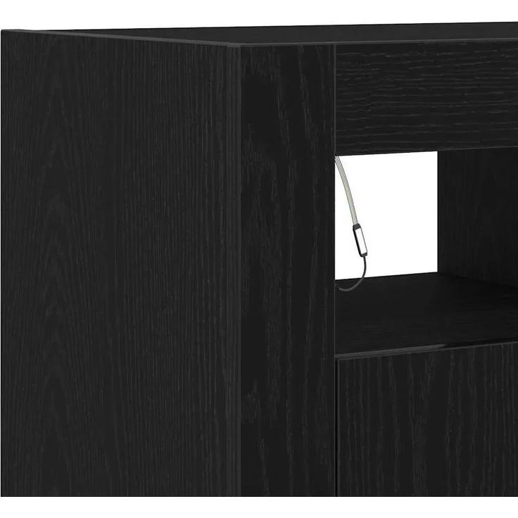 vidaXL Sideboard Schwarz Eichen-Optik 80 x 35 x 75 cm Holzwerkstoff 862568 – Bild 7
