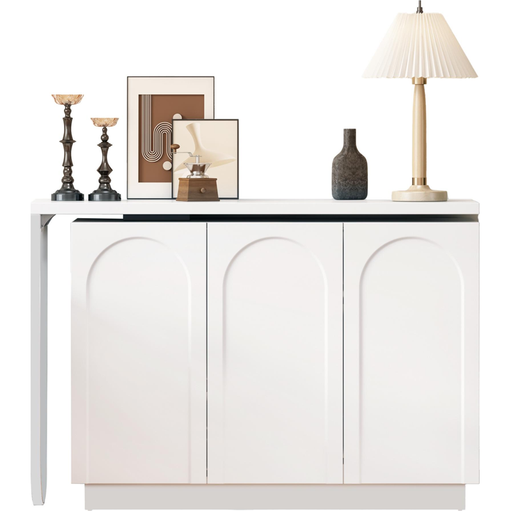 Schreibtisch aus MDF, 360° drehbar mit Stauraum, 110 cm, Weiß – Bild 8
